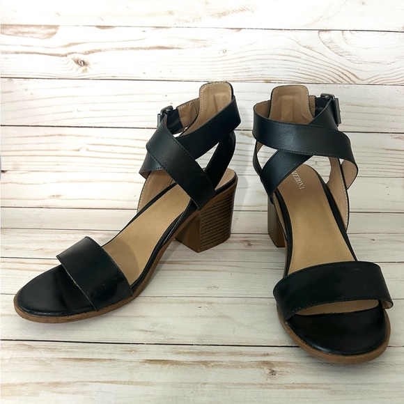 Merona Shoes - Black Merona straps heeled sandals
